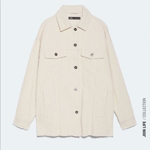 Zara Overside Corduroy Shirt (OFF WHITE)